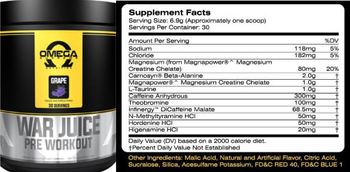 Omega Supreme Nutrition War Juice Grape - supplement with caffeine