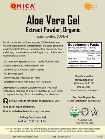 Omica Organics Aloe Vera Gel - supplement