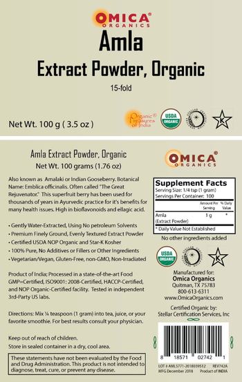 Omica Organics Amla Extract Powder, Organic - supplement