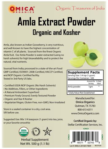 Omica Organics Amla Extract Powder - herbal supplement