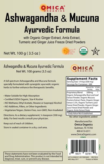 Omica Organics Ashwagandha & Mucuna - 