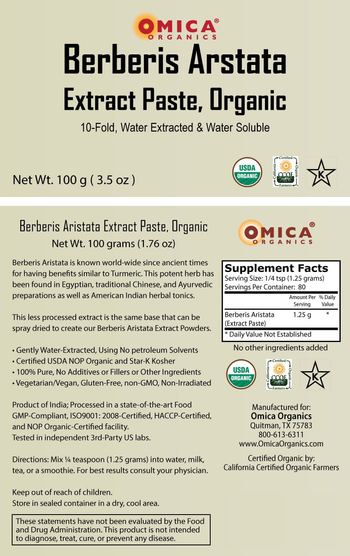 Omica Organics Berberis Arstata Extract Paste, Organic - supplement