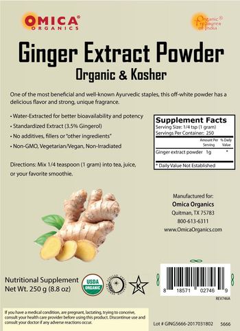 Omica Organics Ginger Extract Powder - nutritional supplement