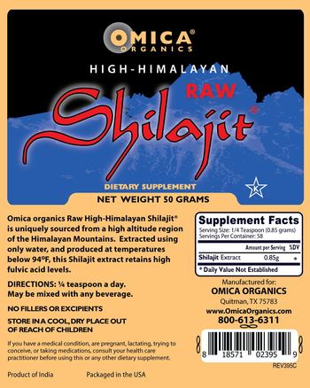 Omica Organics High-Himalayan Raw Shilajit - supplement