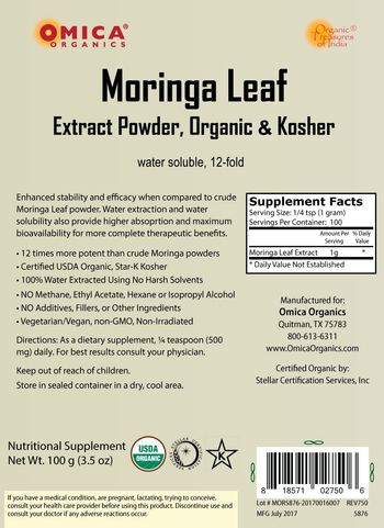 Omica Organics Moringa Leaf - nutritional supplement