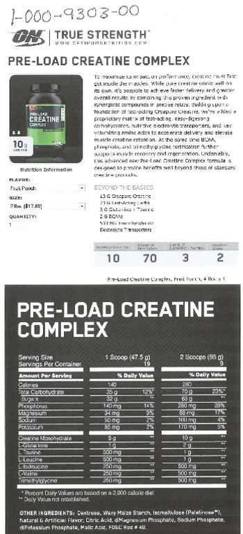 ON Pre-Load Creatine Complex Fruit Punch - 