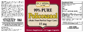 Only Natural 99% Pure Policosanol 15 mg - supplement