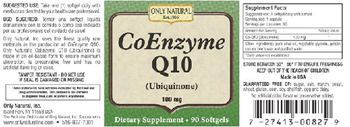 Only Natural CoEnzyme Q10 (Ubiquinone) 100 mg - supplement