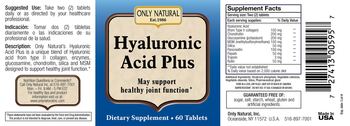 Only Natural Hyaluronic Acid Plus - supplement