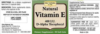 Only Natural Natural Vitamin E 400 IU - supplement