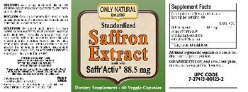 Only Natural Standardized Saffron Extract 88.5 mg - supplement