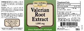 Only Natural Valerian Root Extract 1,000 mg - supplement