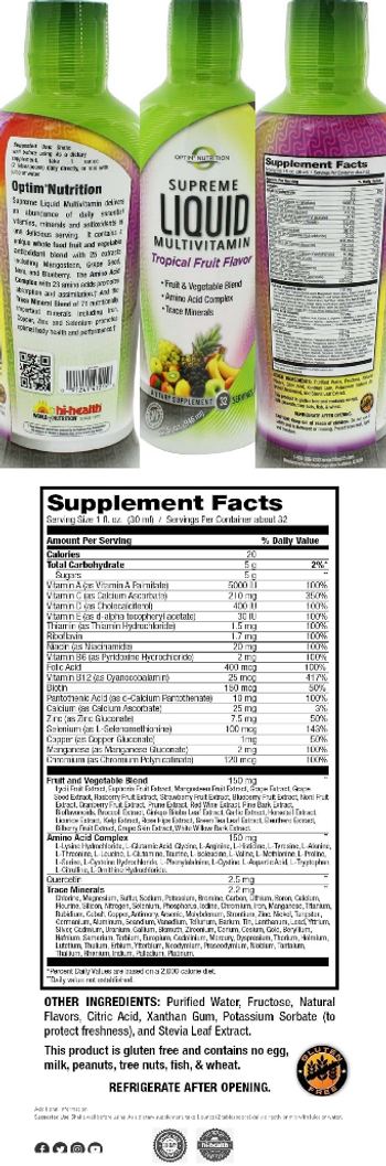 Optim Nutrition Supreme Liquid Multivitamin Tropical Fruit Flavor - supplement