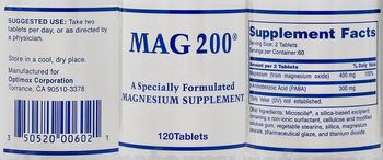 Optimox Corporation MAG 200 - a specially formulated magnesium supplement