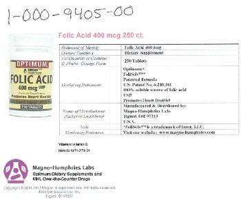 Optimum Folic Acid 400 mcg USP - supplement