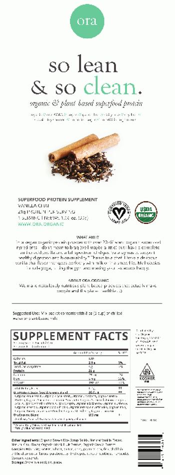Ora So Lean & So Clean Vanilla Chai - superfood protein supplement
