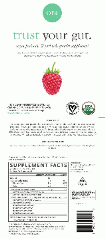Ora Trust Your Gut Organic Apple & Raspberry Flavor - vegan probiotic prebiotic powder supplement