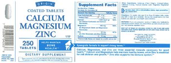Origin Calcium Magnesium Zinc USP - supplement