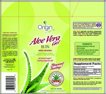 Origin Of Life Aloe Vera Gel 99.3% Natural Unflavored - 