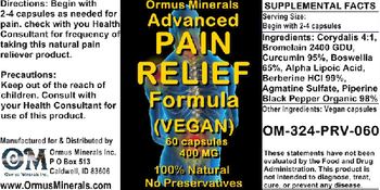 Ormus Minerals Advanced Pain Relief Formula (Vegan) - supplement