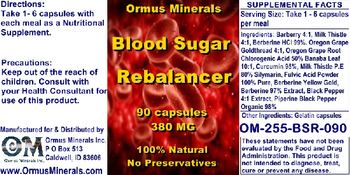 Ormus Minerals Blood Sugar Rebalancer - supplement