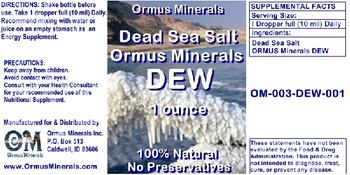 Ormus Minerals Dead Sea Salt Ormus Minerals Dew - supplement