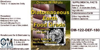 Ormus Minerals Diatomaceous Earth Food Grade 285 mg - supplement