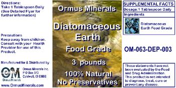 Ormus Minerals Diatomaceous Earth Food Grade - supplement
