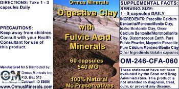 Ormus Minerals Digestive Clay with Fulvic Acid Minerals - supplement