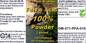 Ormus Minerals Fulvic Acid 100% Powder - supplement