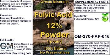 Ormus Minerals Fulvic Acid 12% Powder - supplement