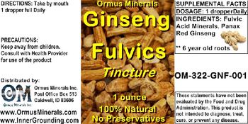 Ormus Minerals Ginseng Fulvics Tincture - supplement