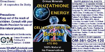 Ormus Minerals Glutathione Energy & Cellular Health Booster - supplement