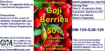 Ormus Minerals Goji Berries 50% 525 mg - supplement