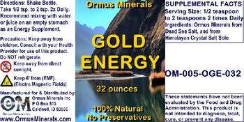 Ormus Minerals Gold Energy - supplement