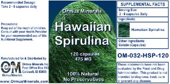 Ormus Minerals Hawaiian Spirulina 475 mg - supplement