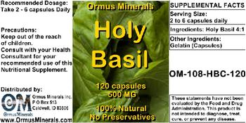 Ormus Minerals Holy Basil 500 mg - supplement