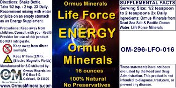 Ormus Minerals Life Force Energy Ormus Minerals - supplement