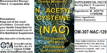 Ormus Minerals N-Acetyl Cysteine (NAC) 675 mg - supplement