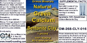 Ormus Minerals Natural Green Calcium Bentonite Clay - supplement