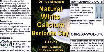 Ormus Minerals Natural White Calcium Bentonite Clay - supplement
