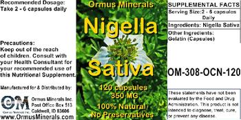 Ormus Minerals Nigella Sativa 350 mg - supplement