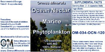 Ormus Minerals Ocean Nectar Marine Phytoplankton - supplement