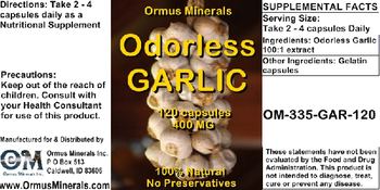 Ormus Minerals Odorless Garlic 400 mg - supplement
