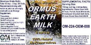 Ormus Minerals Ormus Earth Milk - supplement