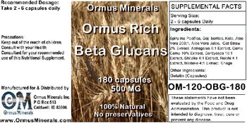 Ormus Minerals Ormus Rich Beta Glucans - supplement