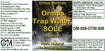 Ormus Minerals Ormus Trap Water Sole - supplement