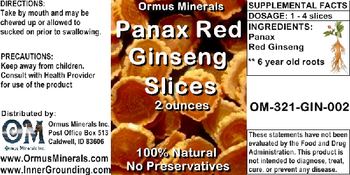 Ormus Minerals Panax Red Ginseng Slices - supplement