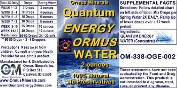Ormus Minerals Quantum Energy Ormus Water - supplement