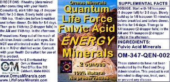 Ormus Minerals Quantum Life Force Fulvic Acid Energy Minerals - supplement